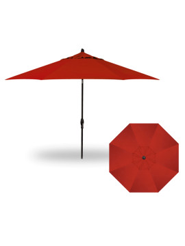11' Auto Tilt Umbrella -  Black / Jockey Red